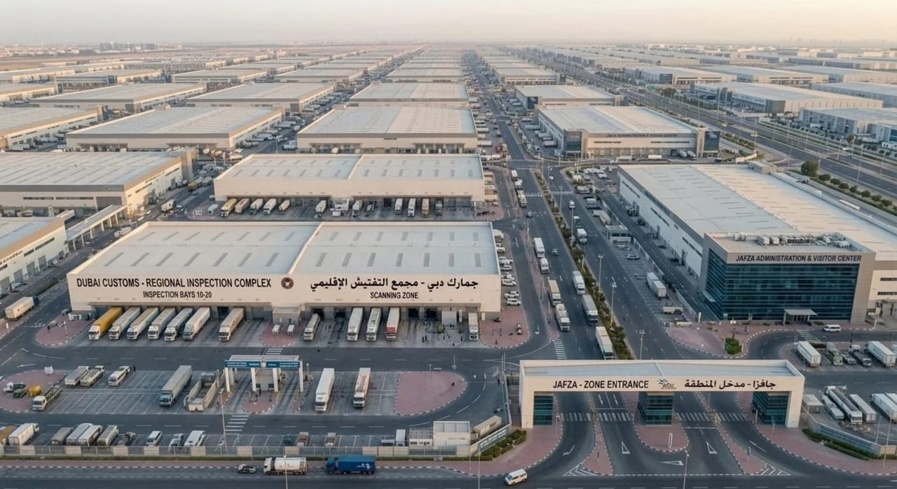 Dubai Customs inspection complex and JAFZA freezone